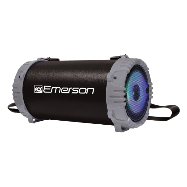 Emerson EAS-3001-BLUE Boomer Impulse Flash Portable Bluetooth Speaker With LED Lighting And Carrying Strap, 5""H x 4-1/2""W x 9-3/4""D, Gray -  EAS-3001-GRAY