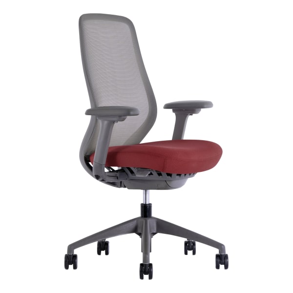 WorkPro® 6000 Series Multifunction Ergonomic Mesh/Fabric High-Back Executive Chair, Gray Frame/Red Seat, BIFMA Compliant