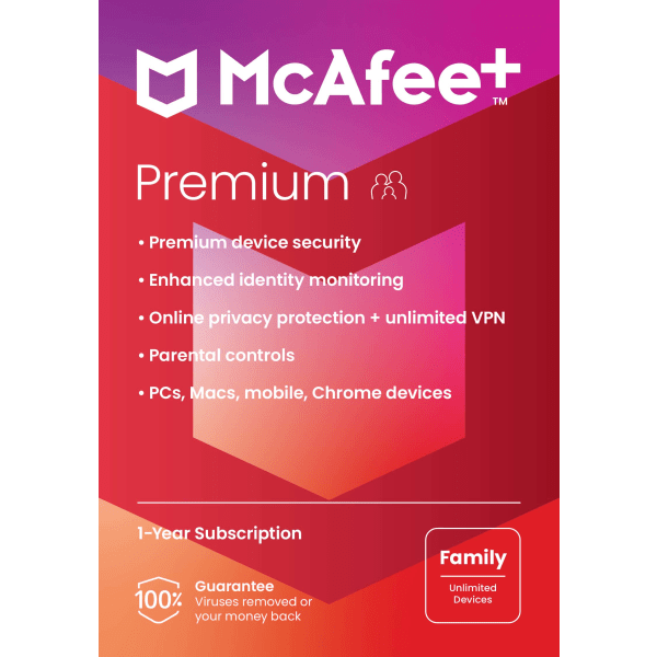 McAfee®+ Premium Antivirus & Internet Security Software, Family,  - MPP21EODURFLM