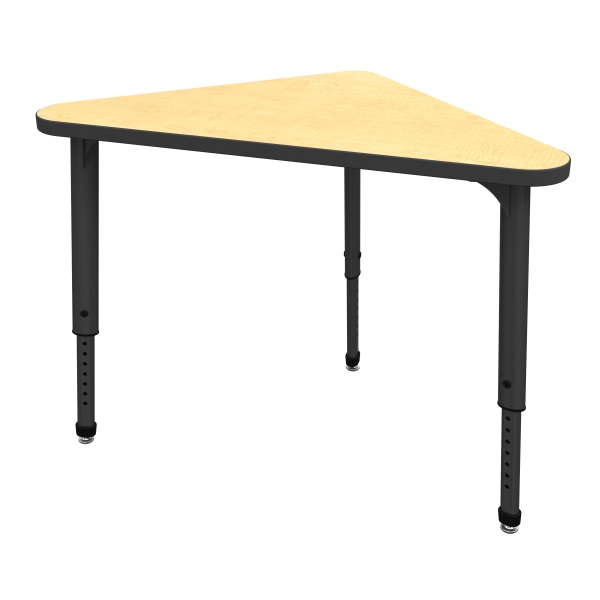 Marco Group Apex™ Series Adjustable Triangle 41""W Student Desk, Fusion Maple/Black -  38-2272-50-BLK
