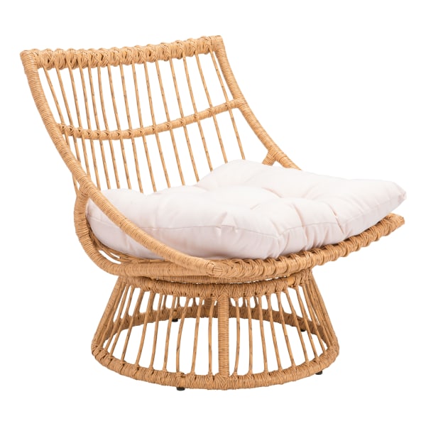 Photos - Garden Furniture ZUO Modern Franco Aluminum And Polyethylene Accent Chair, Beige/Natural 703978 