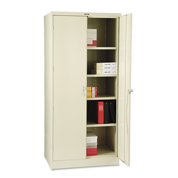 Tennsco Deluxe Steel Storage Cabinet, 4 Adjustable Shelves, 78""H x 36""W x 24""D, Putty -  2470PY