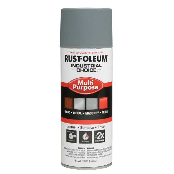 Industrial Choice 1600 System Multi-Purpose Enamel Spray Primer, 12 Oz, Flat Gray, Case Of 6 Cans