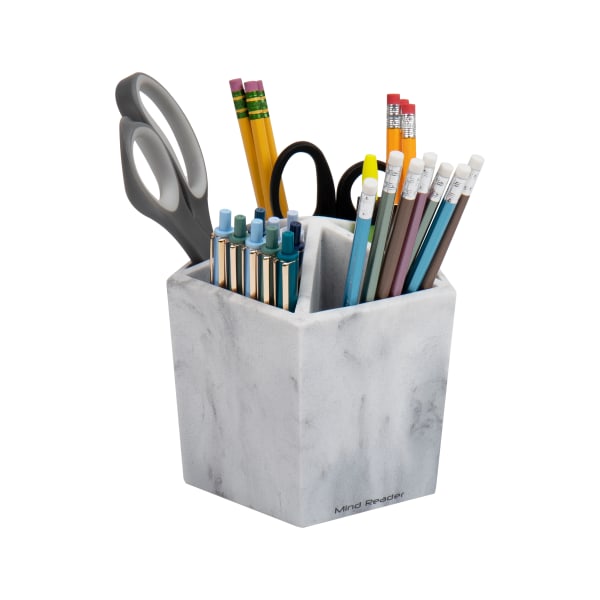 Photos - Desk Organiser Mind Reader Marbella Collection 5-Section Pen & Accessory Holder, 5-3/4"H x 5-3/4"W x 5-3/4"D, White MAR5ORG-WHT