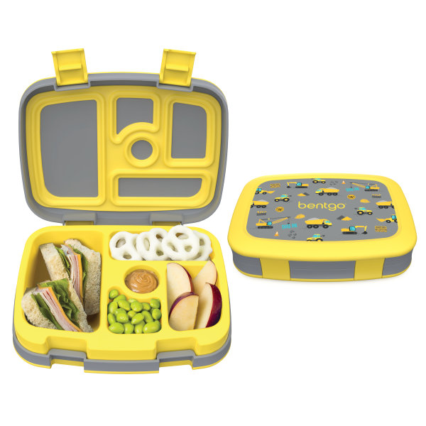 Bentgo Kids Lunch Box, 2"H x 6-1/2"W x 8-1/2"D, Construction Trucks