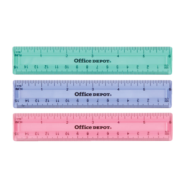 Office Depot® Brand Plastic Ruler, 6"", Assorted Colors (No Color Choice) -  NB-20110517