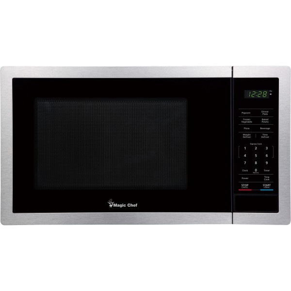 magic chef mc99mst countertop microwave oven  900 watts  stainless steel