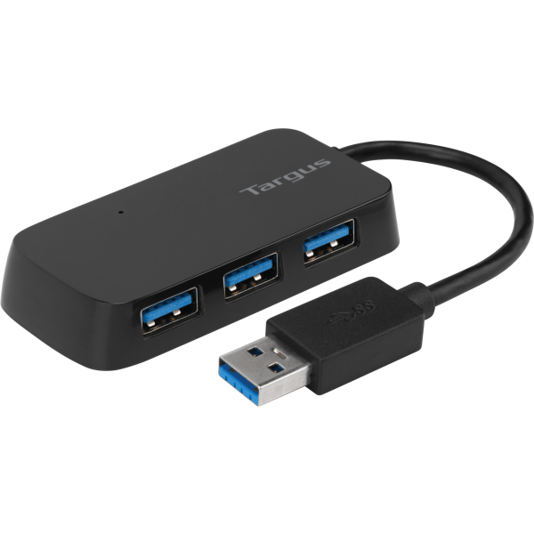 4-Port USB 3.0 SuperSpeed Hub, 2.75"H x 0.5"W x 0.5"D