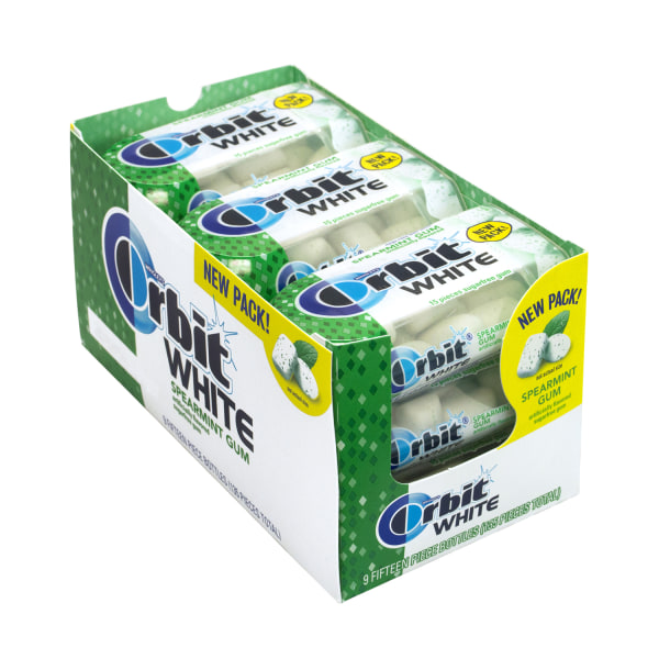 UPC 022000111623 product image for Orbit® White Spearmint Sugar-Free Gum, 15 Pieces Per Pack, Box Of 9 Packs | upcitemdb.com