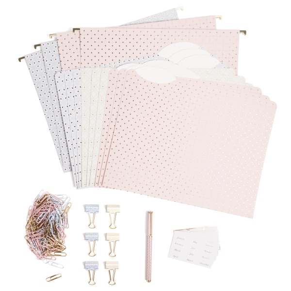 U Brands Delicate Details Filing Kit, Pastel/Gold, Set Of 145 Pieces