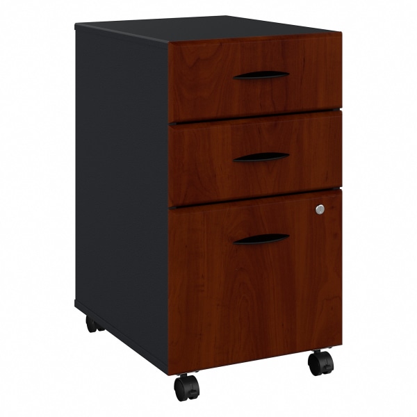 Bush Business Furniture Office Advantage 21""D Vertical 3-Drawer Mobile File Vertical File Cabinet, Hansen Cherry/Galaxy, Delivery -  WC94453SUIR
