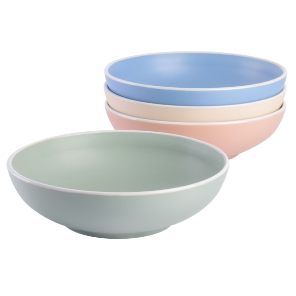 Spice by Tia Mowry Creamy Tahini 4Piece Round Stoneware Dinner Bowl Set Assorted Colors