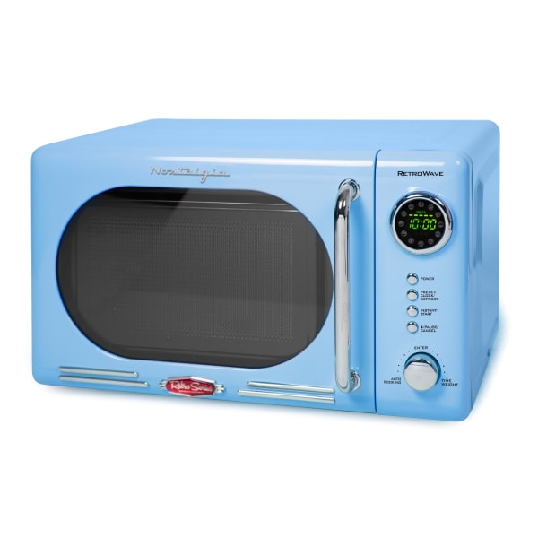 Nostalgia NRMO7BL6A Retro 0.7 Cubic Foot 700-Watt Countertop Microwave Oven - Blue