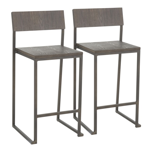 Contemporary Home Living Bar Stool  Bamboo Brown  Set of 2