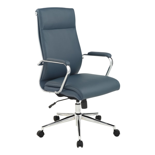 Office Star Dillon Ergonomic Antimicrobial Fabric High-Back Managers Office Chair, Blue