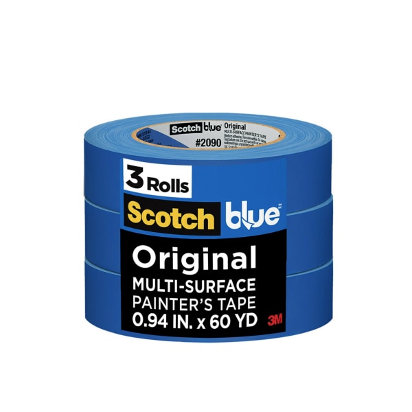 ScotchBlue Original Painters Tape 094 in x 60 yd 3 Core Blue 3 rollspack