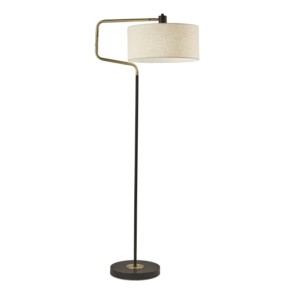 Photos - Floodlight / Street Light Adesso � Jacob Floor Lamp, 57"H, Off-White Shade/Black Base 4158-21 