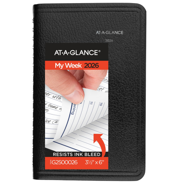 AT-A-GLANCE® DayMinder® 2026 Weekly Appointment Book Planner, Black, Pocket, 3 1/2" x 6"
