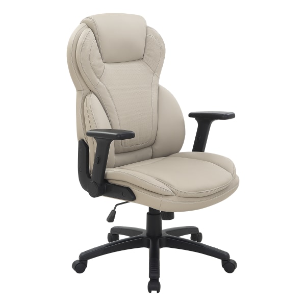 Office Star Ergonomic Leather High-Back Executive Office Chair, Taupe