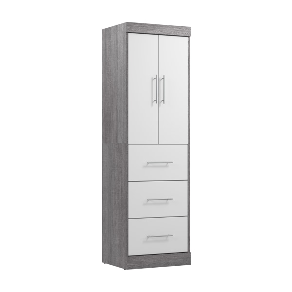 Photos - Other Furniture Bestar Nebula 25"W Wardrobe With 3 Drawers, Bark Gray/White 25871-4717 