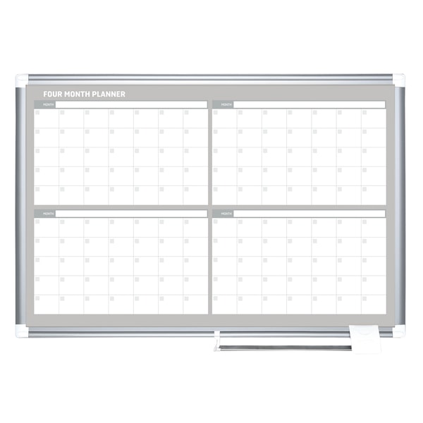 Photos - Dry Erase Board / Flipchart Magnetic MasterVision® Dry-Erase Calendar Whiteboard With 4-Month Grid, 24" x 36", Metal Frame With Gray Finish 