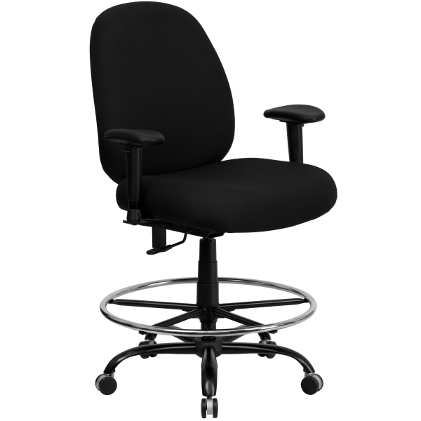 Flash Furniture HERCULES Big & Tall Fabric Ergonomic Drafting Chair with Adjustable Back Height and Arms, Black -  WL-715MG-BK-AD-GG