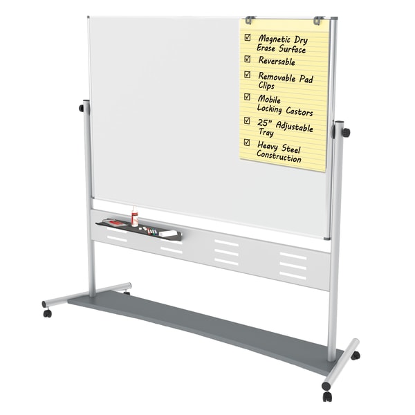 MasterVision® Gold Ultra™ Evolution Revolver Magnetic Mobile Dry-Erase Whiteboard Easel, 70"" x 47"", Aluminum Frame With Silver Finish -  QR5507