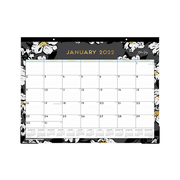Blue Sky&trade; Monthly Desk Calendar, 17&quot; x 22&quot;, Baccara Dark, January To December 2022, 110215 BLS110215