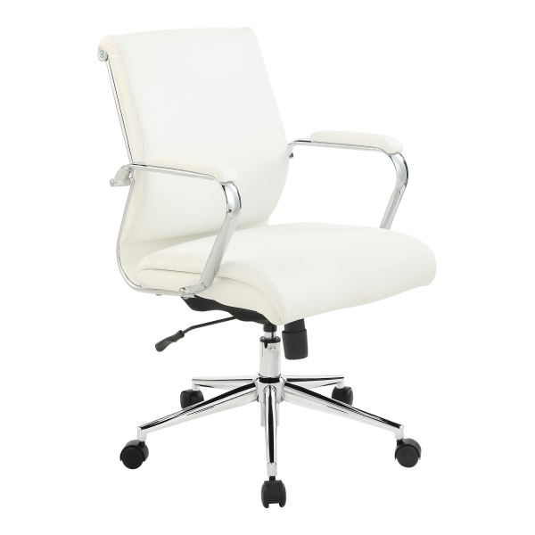 Office Star Dillon Ergonomic Fabric Mid-Back Managers Chair, Snow/Chrome
