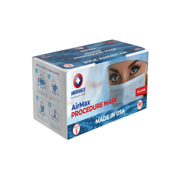 Level 3 Surgical Masks, One Size, Blue, 50 Masks Per Box, Case Of 40 Boxes - Amerishield AIRMAX