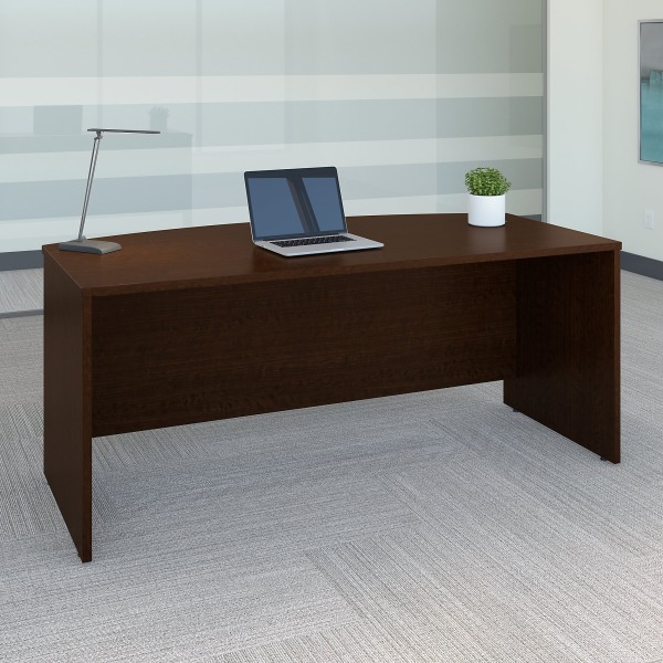 Bush Business Furniture Series C Components 72"W Bow-Front Computer Desk, Mocha Cherry, Standard Delivery