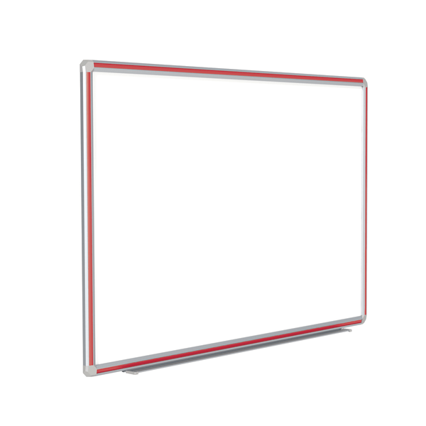 Ghent DecoAurora Magnetic Dry-Erase Whiteboard, Porcelain, 48"" x 96"", White, Red Aluminum Frame -  DFMRD48