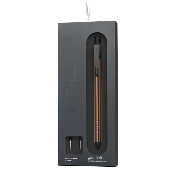 TUL Fine Writing Solid Metal Barrel Retractable Gel Pen With 2 Refills, Medium Point, 0.7 mm, Rose Gold Barrel, Black/Blue Ink - TULPGR - Office Supplies Precision engineered and beautifully crafted, TUL  sku TULPGR