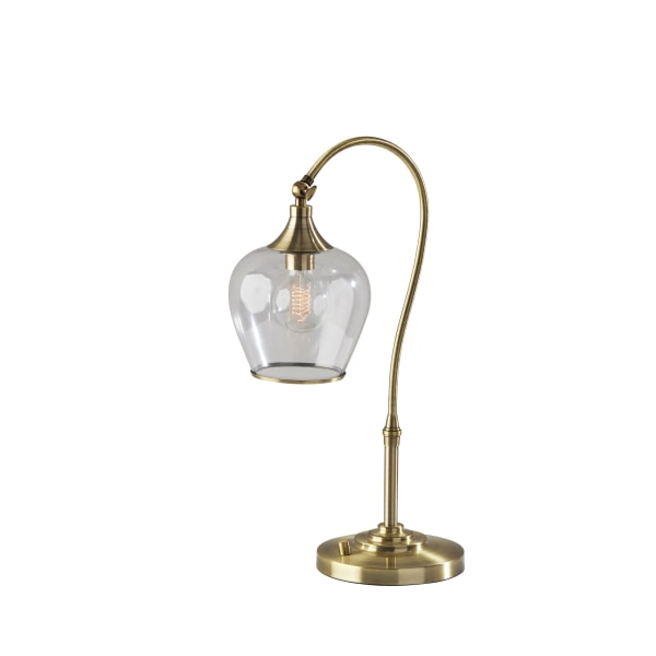 Photos - Floodlight / Street Light Adesso � Bradford Desk Lamp, 23-1/4"H, Antique Brass Base/Clear Shade 3922-21 