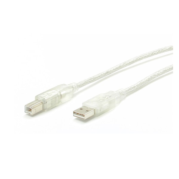 StarTech.com Transparent USB 2.0 cable - 4 pin USB Type A (M) - 4 pin USB Type B (M) - 10 ft - Type A Male - Type B Male - 10ft - Transparent -  USBFAB10T
