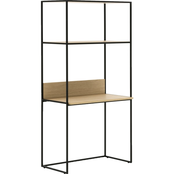 Allermuir Crate 71H Compact Desk With Upstand And Shelves, Oak/Black