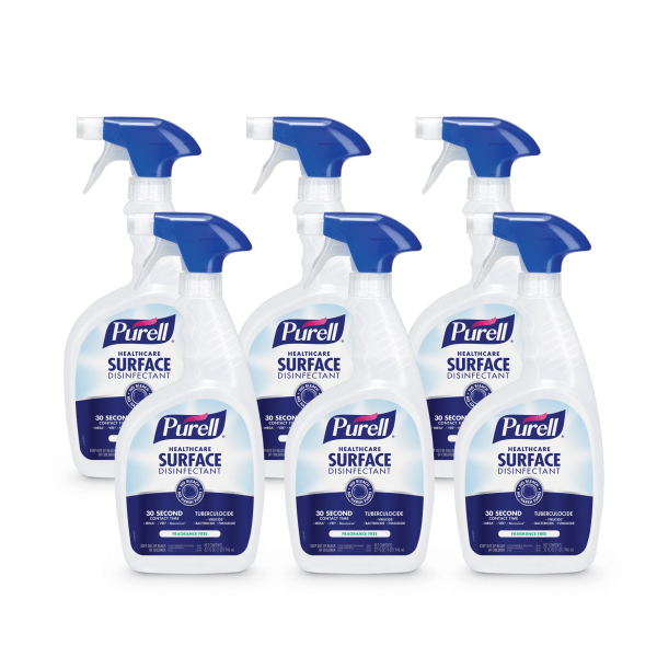 PURELL® Healthcare Surface Disinfectant - Ready-To-Use - 32 fl oz (1 quart) - Spray Bottle - 6 / Carton - Clear