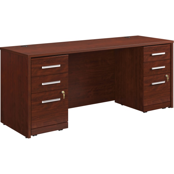 Sauder® Affirm Collection 72""W Executive Desk With Two 3-Drawer Mobile Pedestal Files, Classic Cherry -  430198