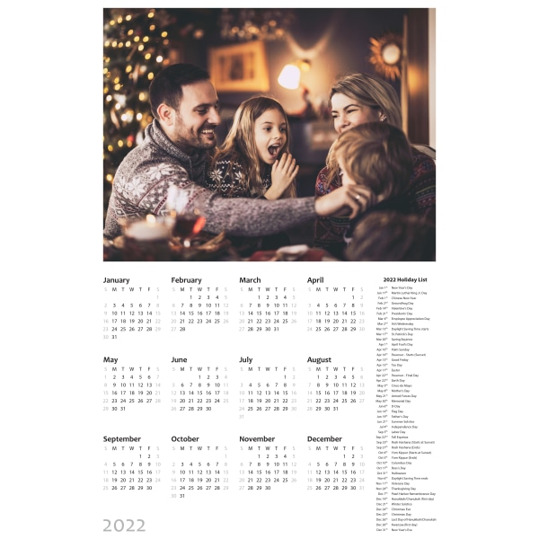 Year At A Glance Photo Calendar - YRGLANCECALENDAR - Electronics Great to have a view of the whole year on a page.  sku YRGLANCECALENDAR