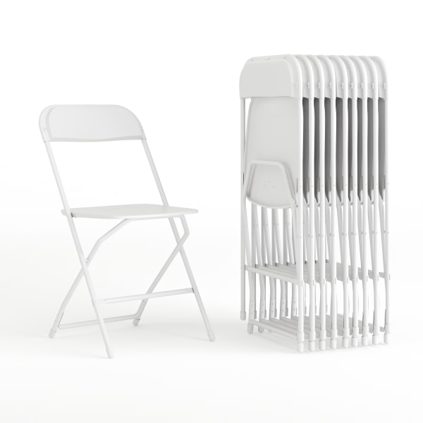 Flash Furniture Hercules Series Plastic Folding Event Chairs for Adults  Set of 10  White