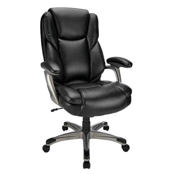 Realspacerealspace Cressfield Bonded Leather High Back Executive Chair Black Silver Dailymail
