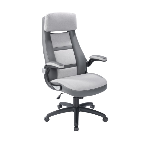 Elama Faux Leather/Fabric High-Back Adjustable Office Chair, Light Gray/Dark Gray -  995120158M