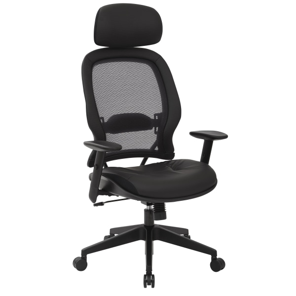 Office Star Professional AirGrid Bonded Leather High-Back Executive Chair, Black