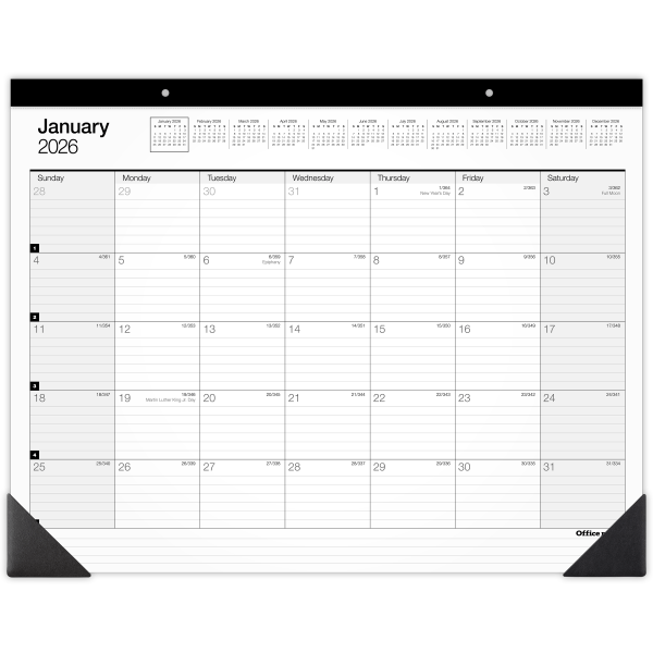 Office Depot Brand Monthly Desk Pad Calendar, 21 3/4