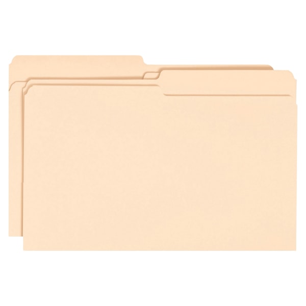 Smead® Manila File Folders, Legal Size, 1/2 Cut, Box Of 100