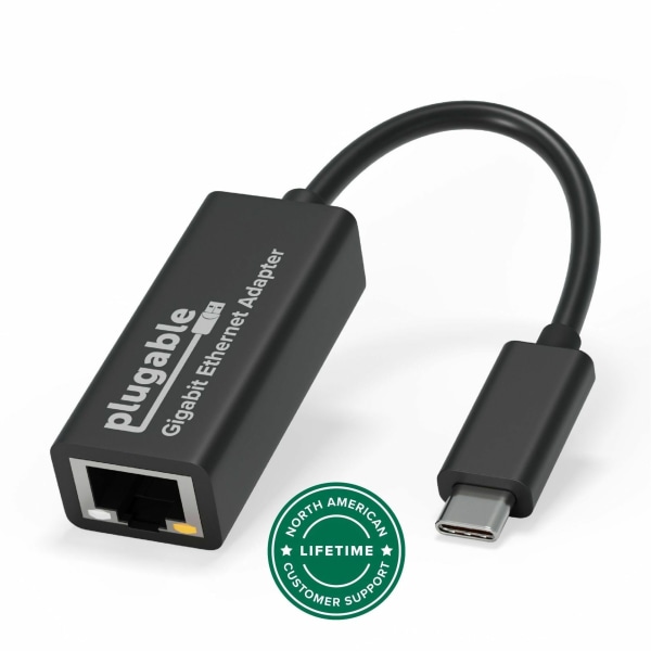 Photos - Wi-Fi Adapter Plugable USB C Ethernet Adapter, Fast and Reliable Gigabit Connection - Compatible with Windows 11, 10, 8.1, 7, Linux, Chrom
