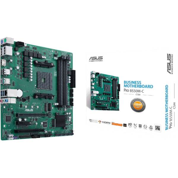 Desktop Motherboard - AMD B550 Chipset - Socket AM4 - Micro ATX - 128 GB DDR4 SDRAM Maximum RAM - DIMM, UDIMM - 4 x Memory Slots - ASUS PRO B550M-C/CSM