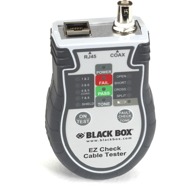 Black Box EZ Check Cable Tester - Continuity Testing, Open Circuit Testing, Short Circuit Testing, Split Pair Testing, Twisted Pair Cable Testing, Coa