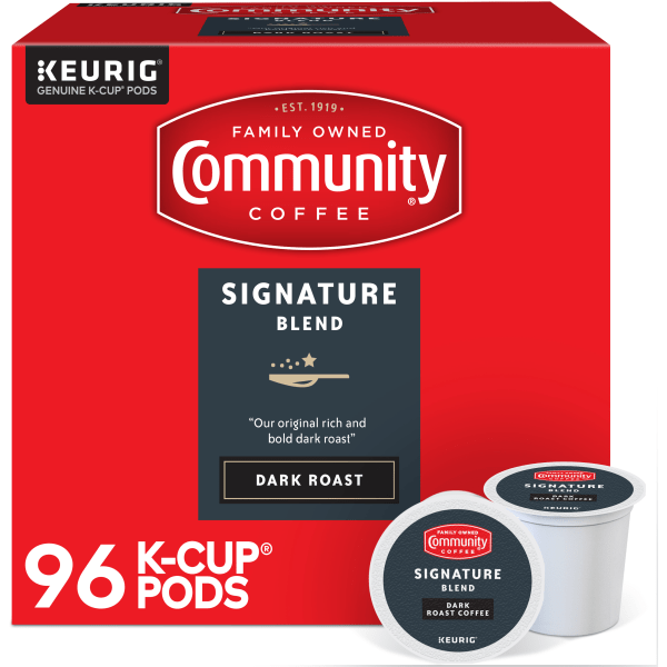 Community Coffee Keurig® Single Serve K-Cup® Pods, Signature Blend, Dark Roast, Box Of 96 Pods