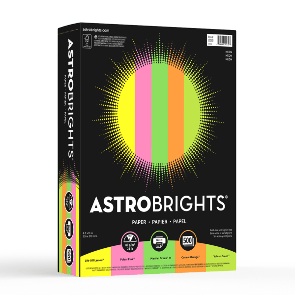 Astrobrights® Colored MultiUse Print & Copy Paper, Letter Size (8 1/2